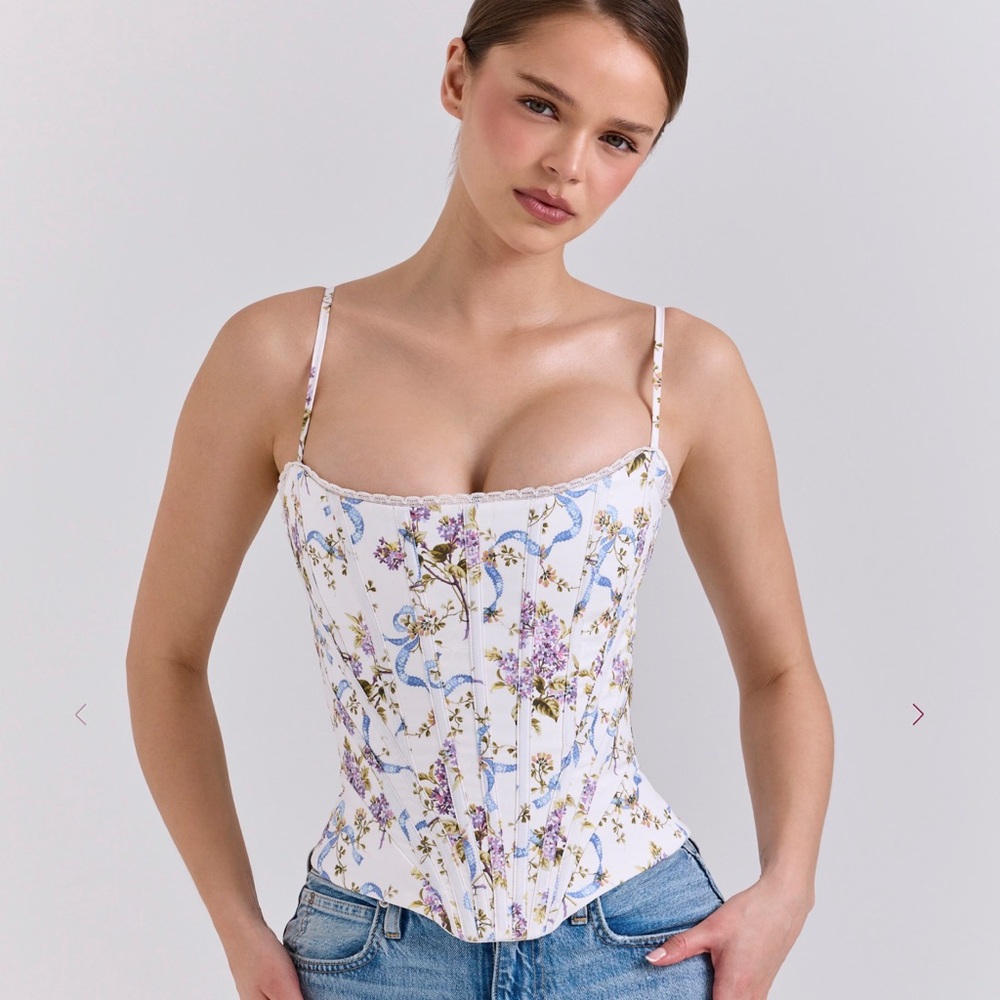 House of CB Floral Camisole - White and Blue
